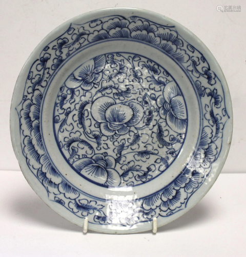 Chinese Export blue & white porcelain bowl - 8 3/4