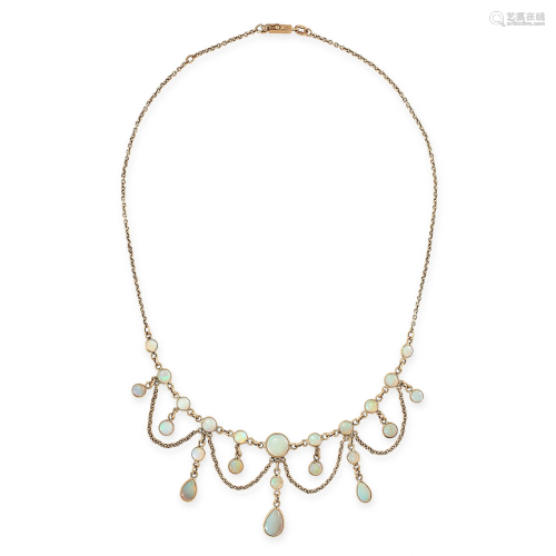AN ANTIQUE OPAL FRINGE NECKLACE, CIRCA 1901 in yellow