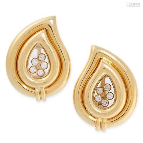 A PAIR OF HAPPY DIAMOND CLIP EARRINGS, CHOPARD in 18ct