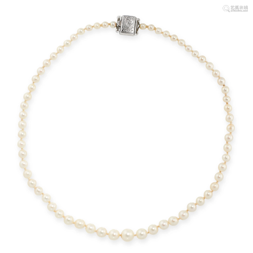 A PEARL NECKLACE comprising a single row of pearls