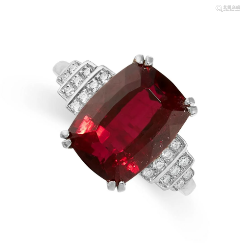 A PINK TOURMALINE AND DIAMOND DRESS RING in 18ct white