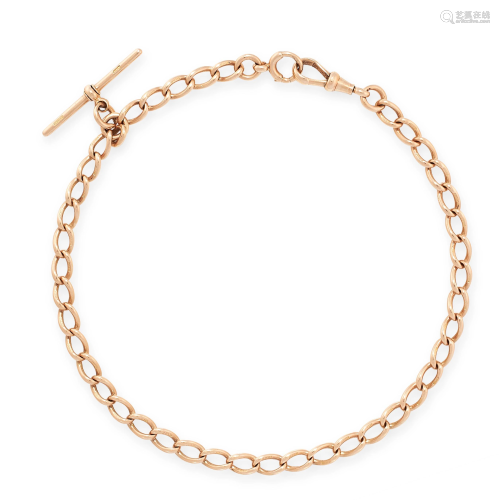 AN ANTIQUE ALBERT CHAIN NECKLACE in 15ct rose gold,