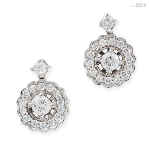 A PAIR OF DIAMOND EARRINGS in 18ct white gold, each …