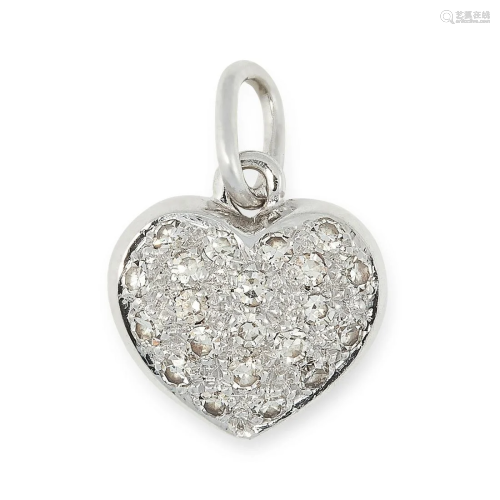 A DIAMOND HEART PENDANT / CHARM in white gold, designed