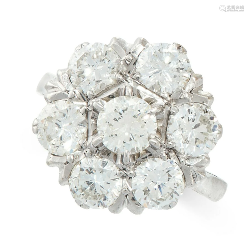 A DIAMOND CLUSTER DRESS RING in 18ct white gold, set