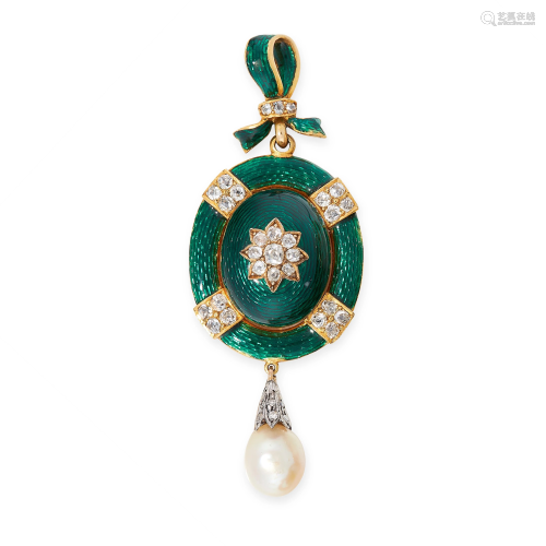AN ANTIQUE DIAMOND, NATURAL PEARL AND ENAMEL MOU…