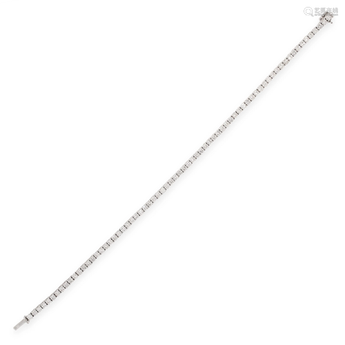 A DIAMOND LINE BRACELET in 18ct white gold, comprising
