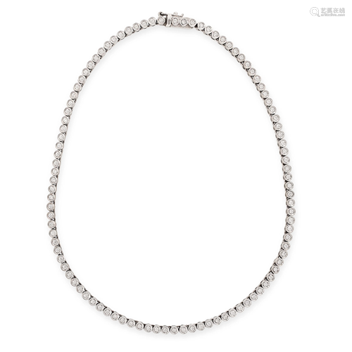 A DIAMOND LINE NECKLACE in 18ct white gold, comprising