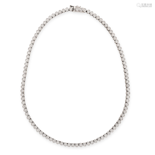 A DIAMOND LINE NECKLACE in 18ct white gold, comprising