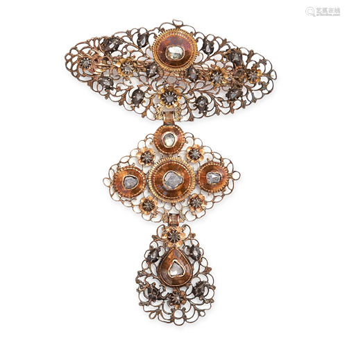 AN ANTIQUE IBERIAN DIAMOND BROOCH, LATE 18TH CE…