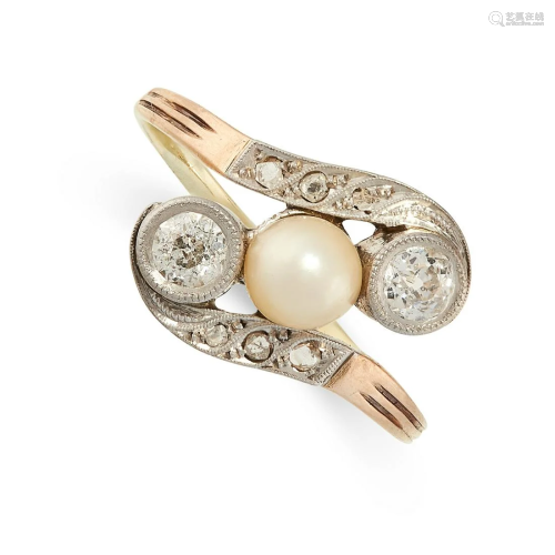 A PEARL AND DIAMOND DRESS RING, CIRCA 1940 in 14ct