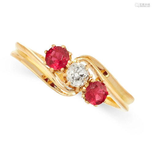 AN ANTIQUE DIAMOND AND RUBY RING, CIRCA 1900 in 18ct