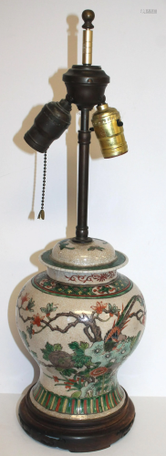 Asian porcelain lamp base on wooden base - 10