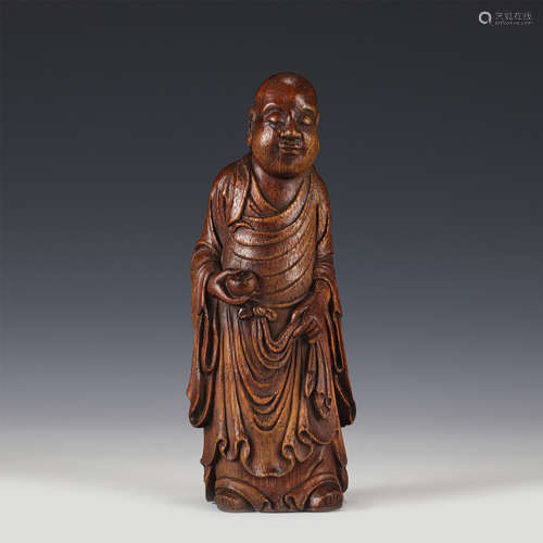 A CHINESE BAMBOOCARVING FIGURE OF BUDDHA STATUE