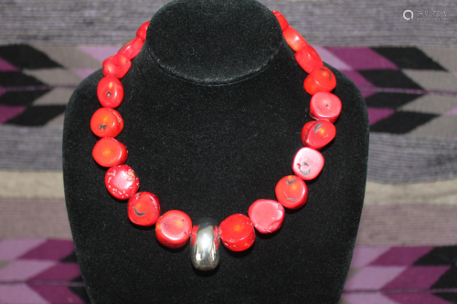 Huge Coral Beaded Necklace 16