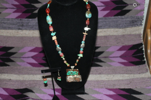 Sterling/copper Motif Necklace & Earrings Set