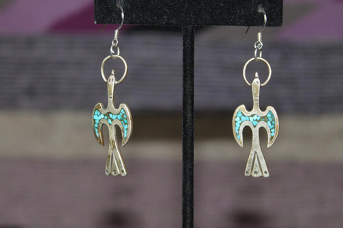 Vintage Sterling & Turquoise Thunderbird Earrings