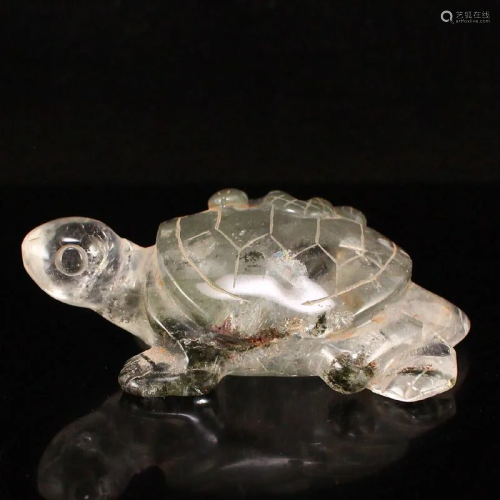 Vintage Chinese Crystal Long Life Turtle Statue