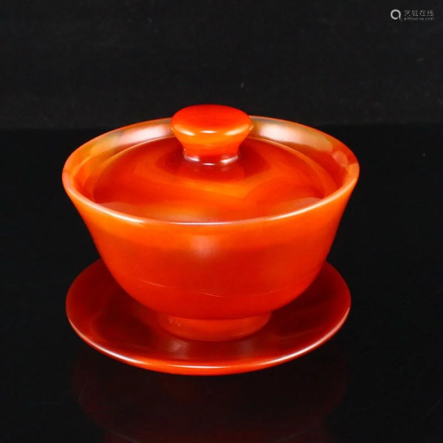 Chinese Red Agate Teabowl w Certificate