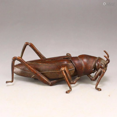 Vivid Chinese Red Copper Locust Statue