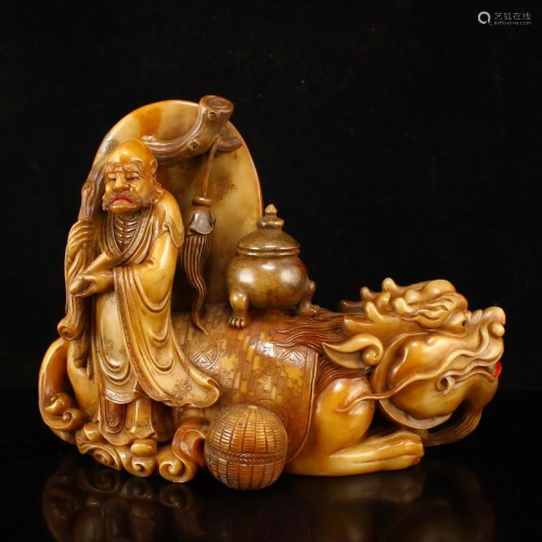 Qing Tianhuang Stone Buddhism Arhat Divine Beast Statue