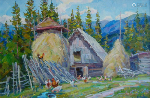 Oil painting After rain. Carpathians Kotmin Dmitry
