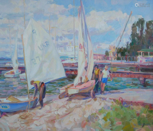 Oil painting At the Yacht Club Kotmin Dmitry