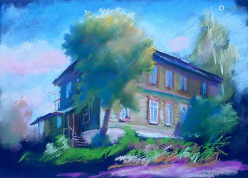 Pastel painting N. Siversky. Wooden house Serdyuk Boris