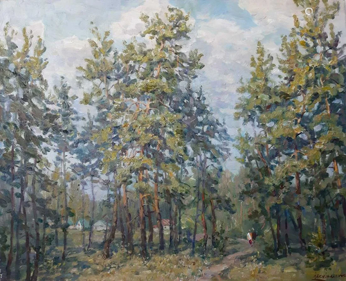 Oil painting Path to the forest Kovalenko Ivan