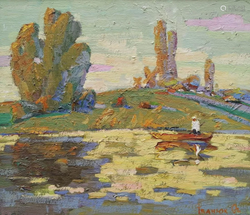 Oil painting River landscape Kalenyuk Alex