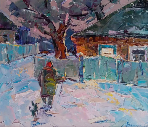 Oil painting Winter evening Kalenyuk Alex