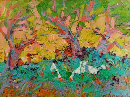 Oil painting In the shade of the garden Kalenyuk Alex