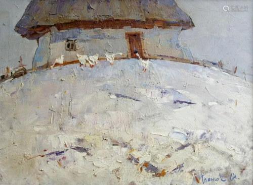Oil painting In the courtyard Kalenyuk Alex
