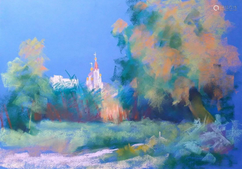 Pastel painting Dinner. Temple Serdyuk Boris Petrovich