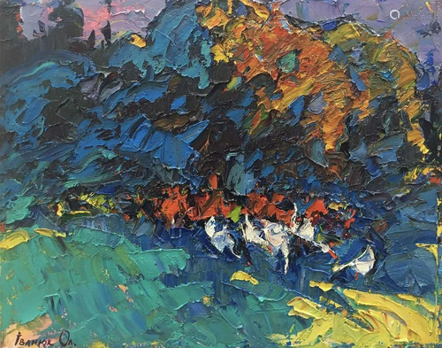 Oil painting Autumn twilight Kalenyuk Alex