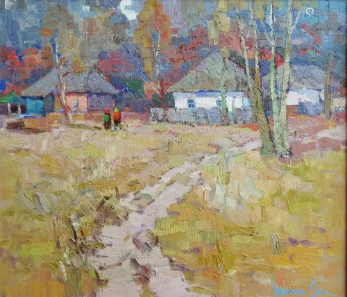 Oil painting Village landscape Kalenyuk Oksana