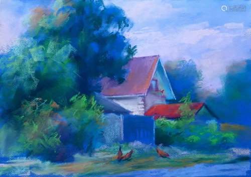 Pastel painting Red roofs Serdyuk Boris Petrovich