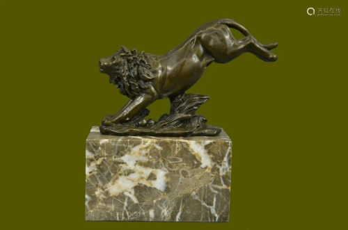 African Lion Bronze Sculpture Statue Figure Barye Art