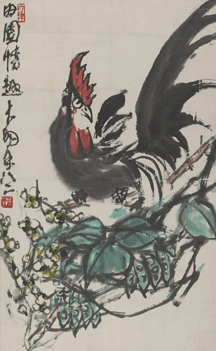 Chinese chicken painting by Chen Da Yu