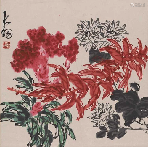 Chinese peony painting by Chen Da Yu