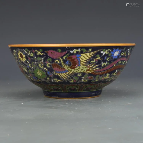 Ming dynasty colorful bowl with phoenix painting