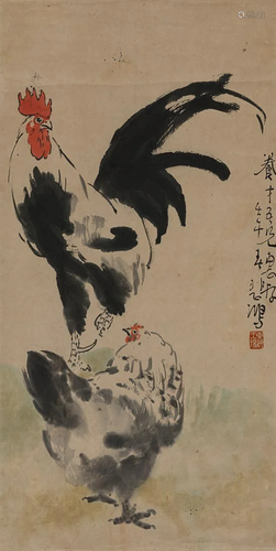 Chicken painting by Xu Bei Hong