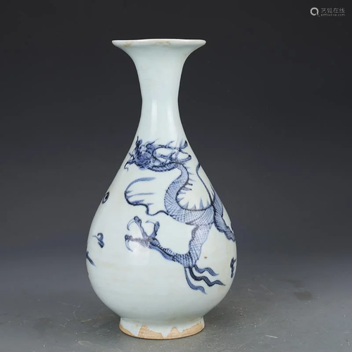 Yuan dynasty jade bottle with dragon painting