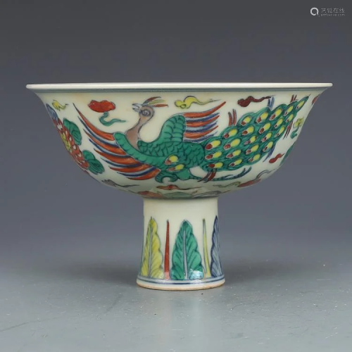 Ming dynasty colorful cup with phoenix painting