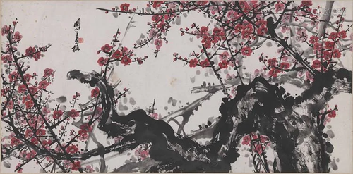 Red plum painting by Guan Shan Yue