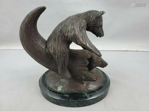 Vintage Robert J. Beeler Signed Bronze Bear Sculpture