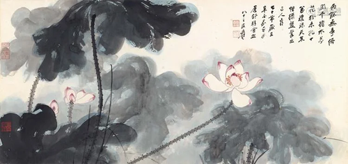 Lotus painting by Zhang Da Qian