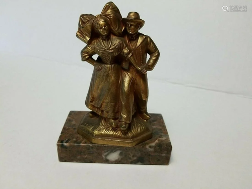 Antique Gilt Bronze Dancing Couple Sculpture with