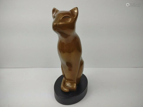 Vintage Floyd Dewitt Bronze Cat Figure Cast Sculpture