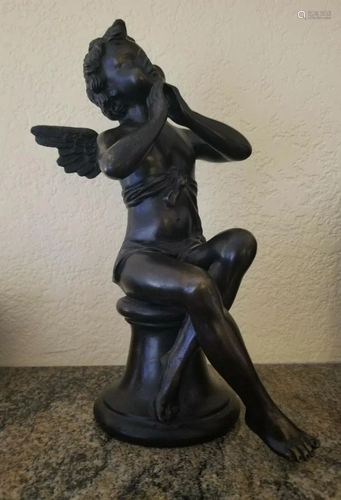 Vintage Bronze Sculpture Cherub Angel Child Figure